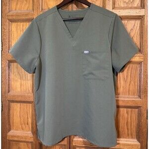 FIGS Technical Collection Catarina Scrub XXL Moss Green Chest Pocket V-Neck Top